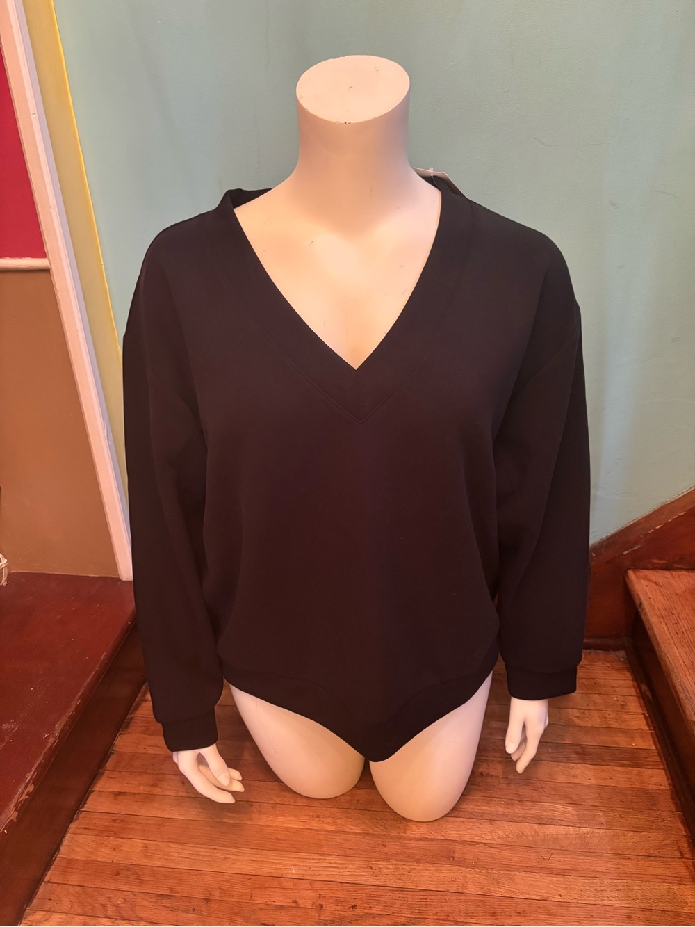 a new day Black V-Neck Pullover Sweatshirt